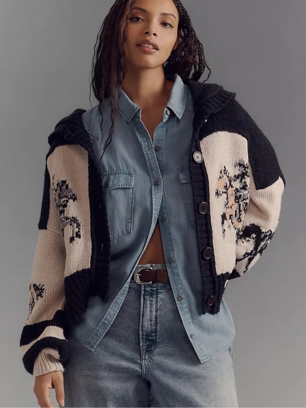 NWT Size XL - Anthro Pilcro Horse Graphic Cardigan Cotton Blend (US$ 198) - Picture 5 of 16
